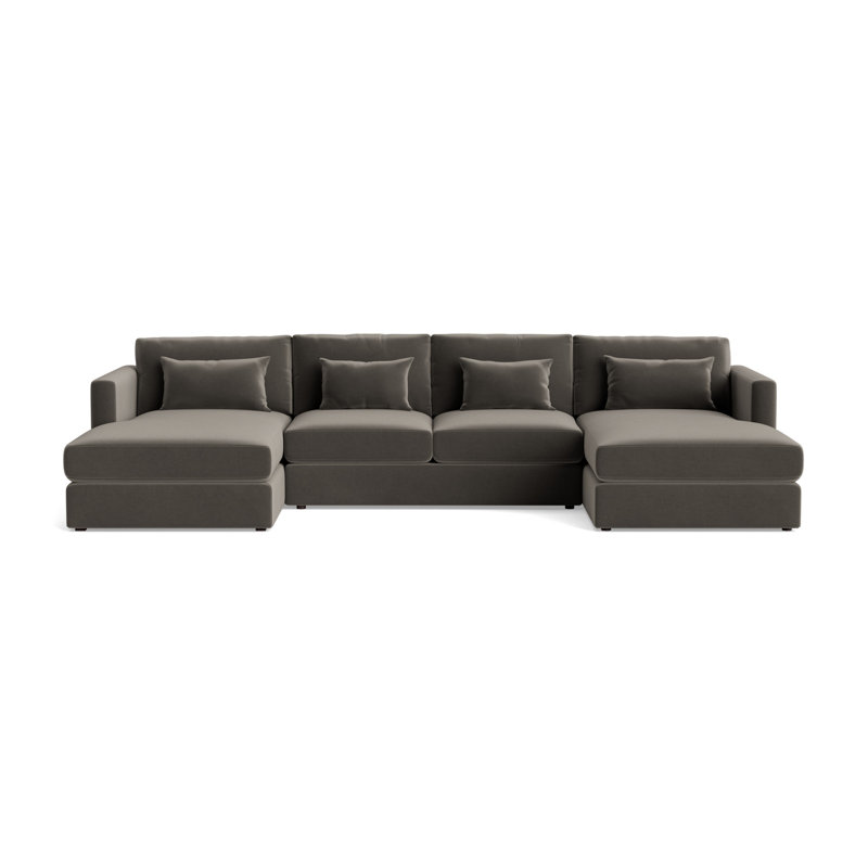 Haywood Chaise Loveseat U-Sectional, Performance Velvet - Graphite
