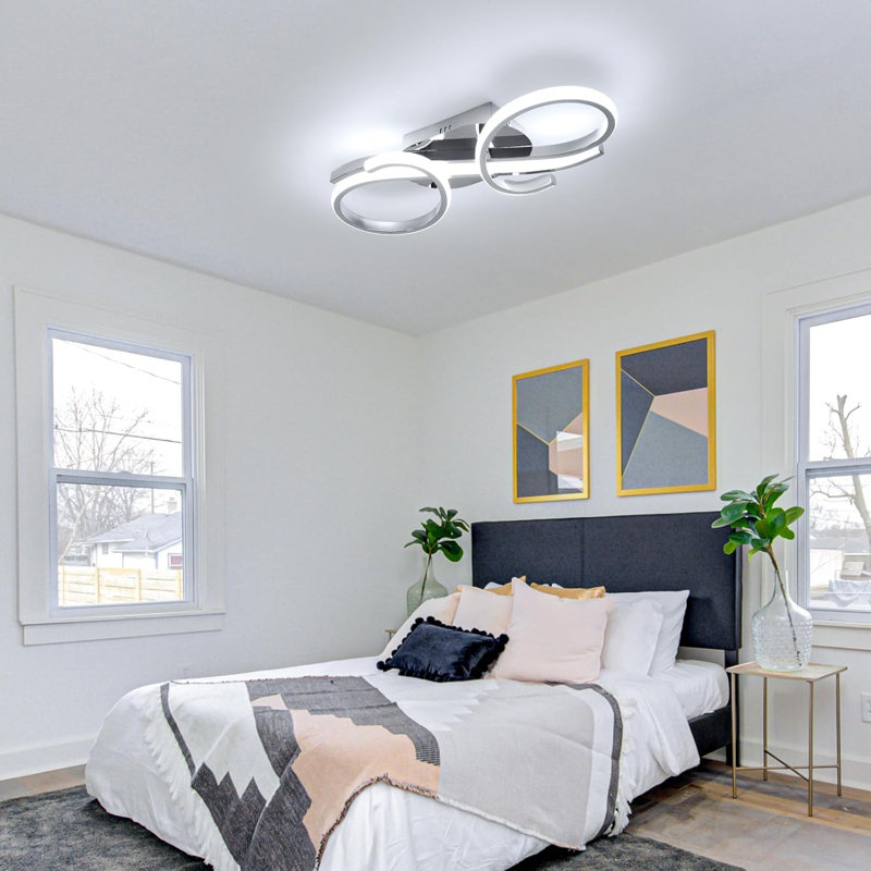 Darlys 2-Light LED Semi Flush Mount Light, Chrome, 6500 Kelvins