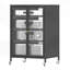 Armoire de rangement haute 35,8 po avec roulettes, meuble télé AV, 4 tablettes réglables en verre, structure en acier robuste, assemblage facile