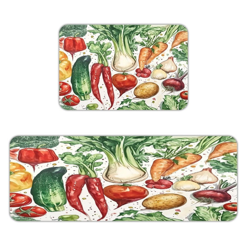 Tapis de cuisine multicolore aquarelle