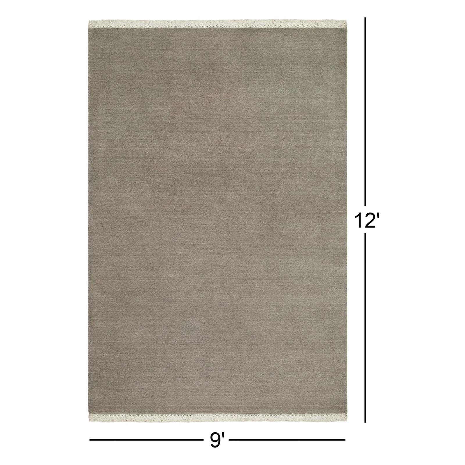 Clio Hand-Loomed Beige Wool Rug, Rectangle 9' x 12'