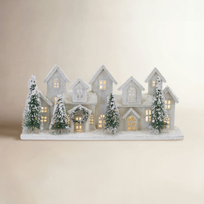Large Lighted Flocked Winter Village Display