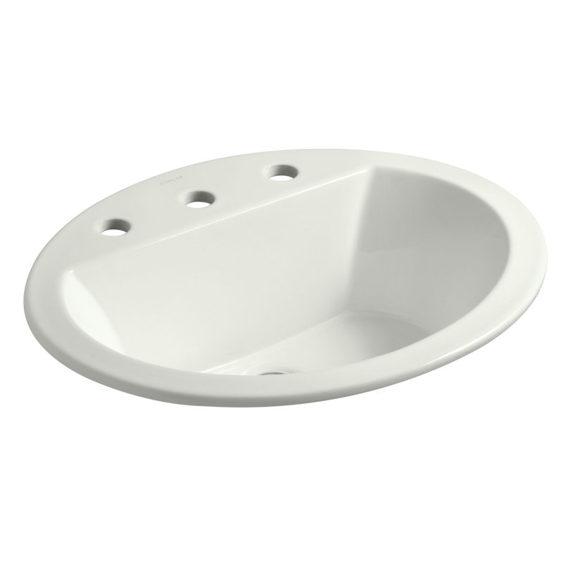 Bryant Ceramic Oval Drop-In Bathroom Sink with Overflow, Dune, Single
