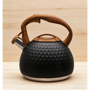 3L Heavy Duty Stainless Steel Electric Kettle With Horn, Featuring A Wood-Grain Handle And Push-Button Water Dispensing; Suitable For Boiling Water, Making Coffee, And Milk.