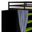 Structure de lit mezzanine en bois peu encombrante avec garde-robe intégrée, tablettes de rangement, rideaux occultants et lumières RVB-914694375