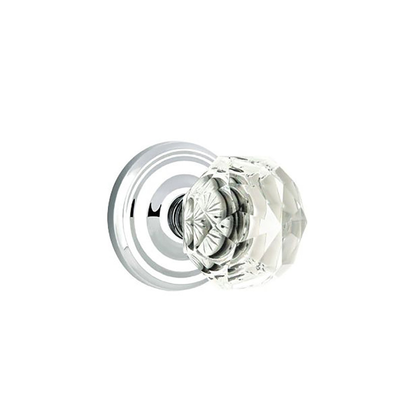Privacy (Bed & Bath) Diamond Crystal Knob with Regular Rose, Polished Chrome