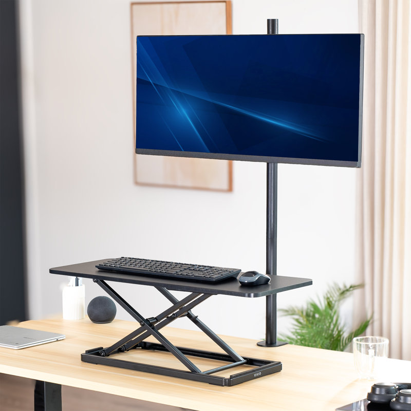 Vivo Black 30" Single Top Ergonomic Scissors Lift Keyboard And Mouse Riser