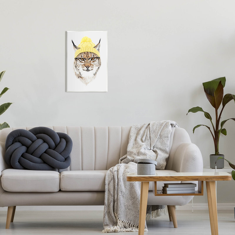 Bonnet Bobcat Hipster, art de la giclée par Robert Farkas, H 19 po x l 13 po x P 0,5 po, Bois