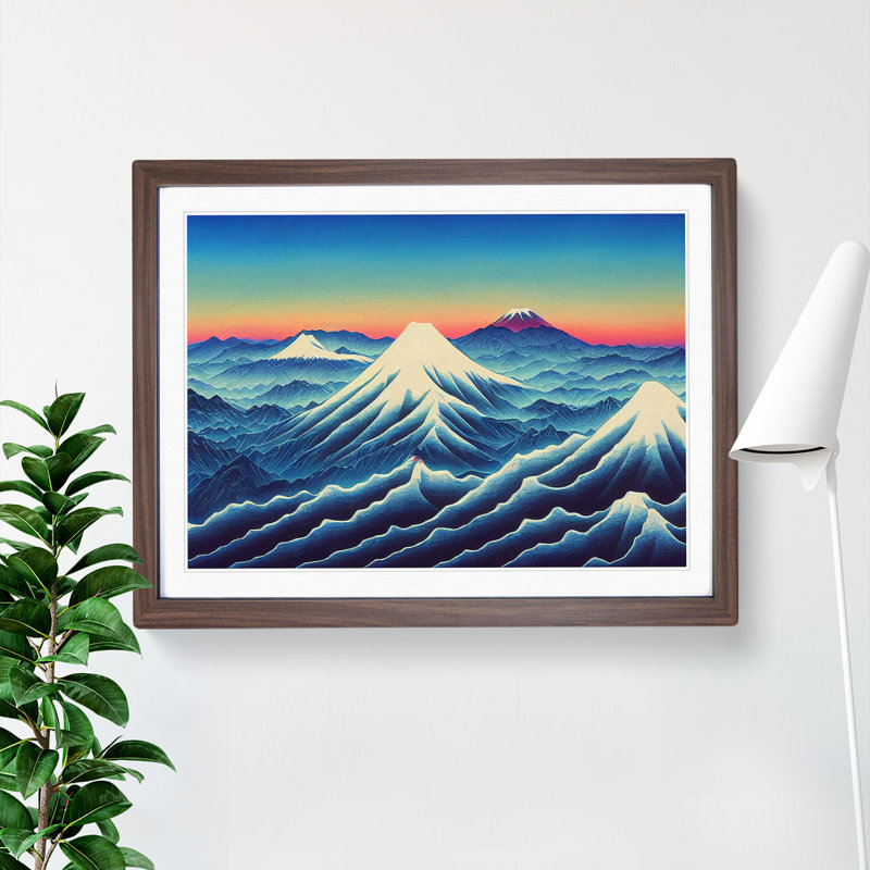 XH1022-6639X Japanese Mountains Vol.3 1 Piece Single Picture Frame Painting, 46cm H x 64cm W x 2cm D, Walnut
