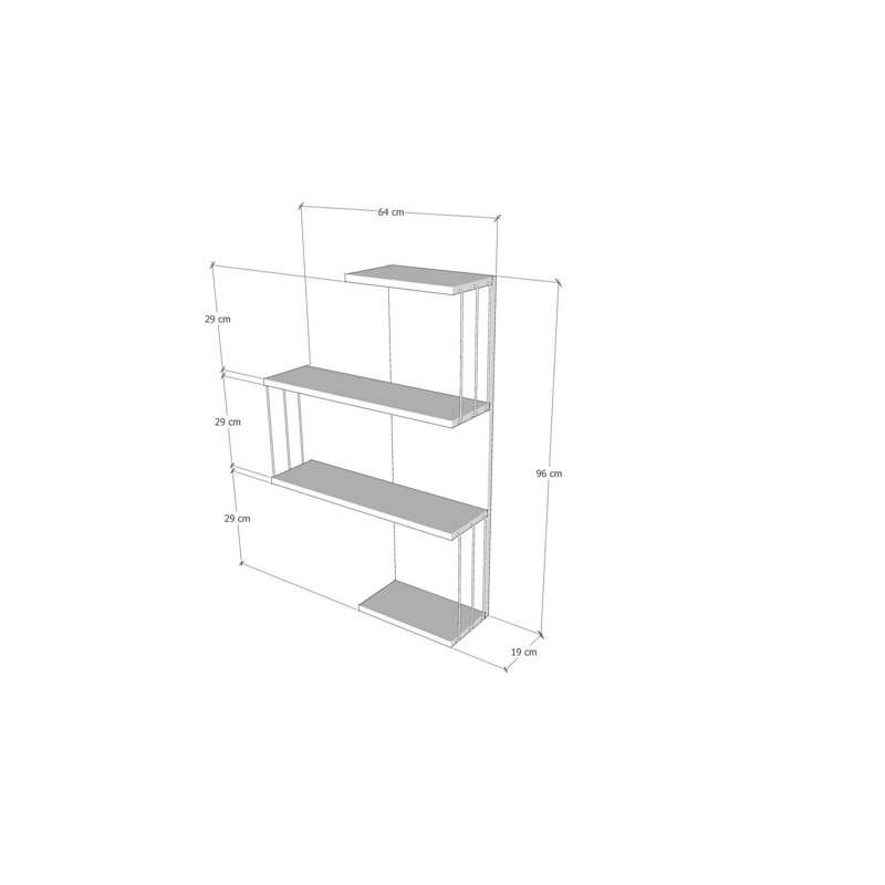 Tablette murale Rishel, blanc et anthracite, 25,2 po x 37,8 po x 7,5 po | 100% panneau de particules enduit de mélamine, épaisseur: 0,7 pouce | Nombreuses tablettes, conception à fixation murale | Parfait pour la décoration et l'organisation de la maison, solution de rangement élégante et fonctionnelle