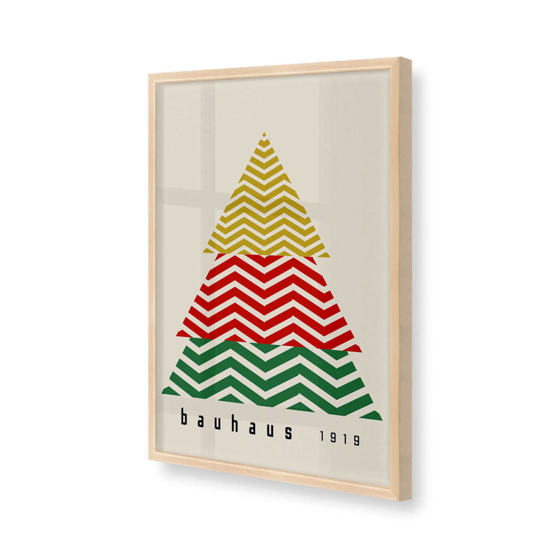 Arbre de Noël Bauhaus, Érable brut encadré, H 11 po x l 9 po