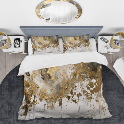 Modern Golden Drip - Abstract Duvet Cover Set