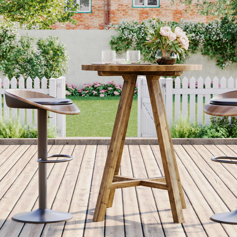 Solid Wood Bar Table, 31.5" Round Pub Table