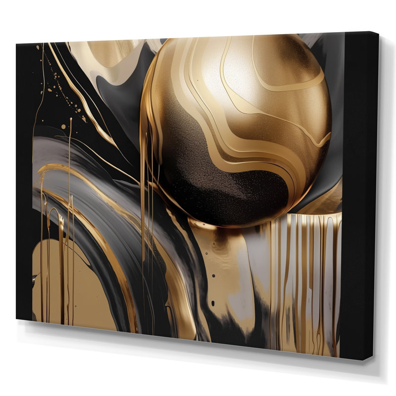 Impression sur toile encadrée dorée et noire captivante IV, H 30 po x l 40 po, Toile tendue, Sans cadre