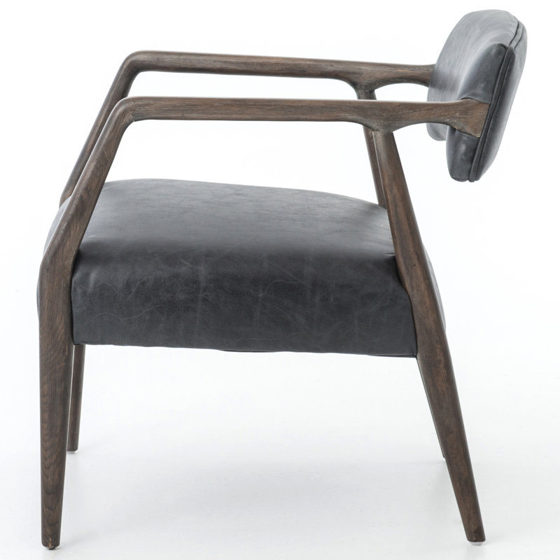 Tyler 22" Armchair, Chaps Ebony Top Grain Leather