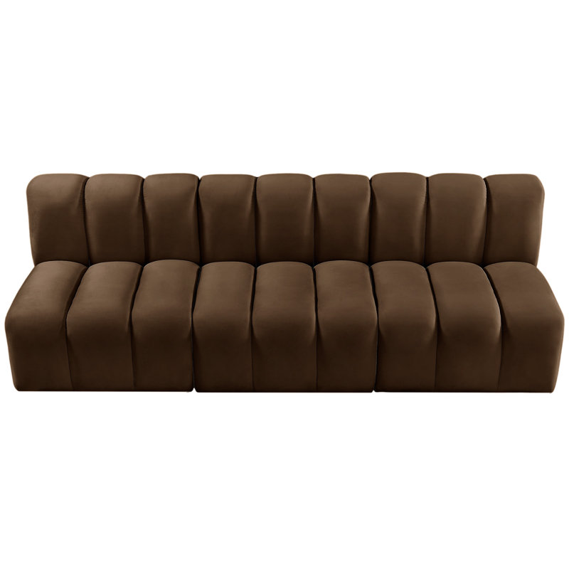 Hrach Upholstered Sectional Reversible, Brown Velvet