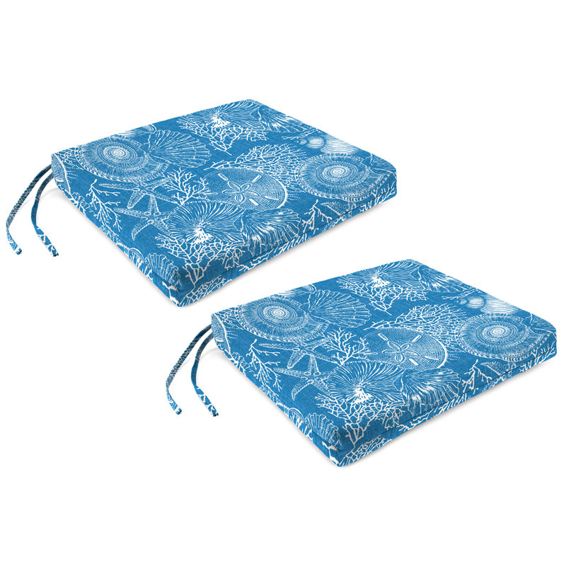 Coussin de siège d'extérieur avec attaches 19 po x 17 po (ensemble de 2)