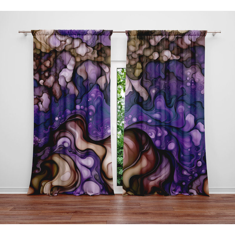 Paire de rideaux semi-transparents en polyester Ebtehal, L 20 po x L 82 po