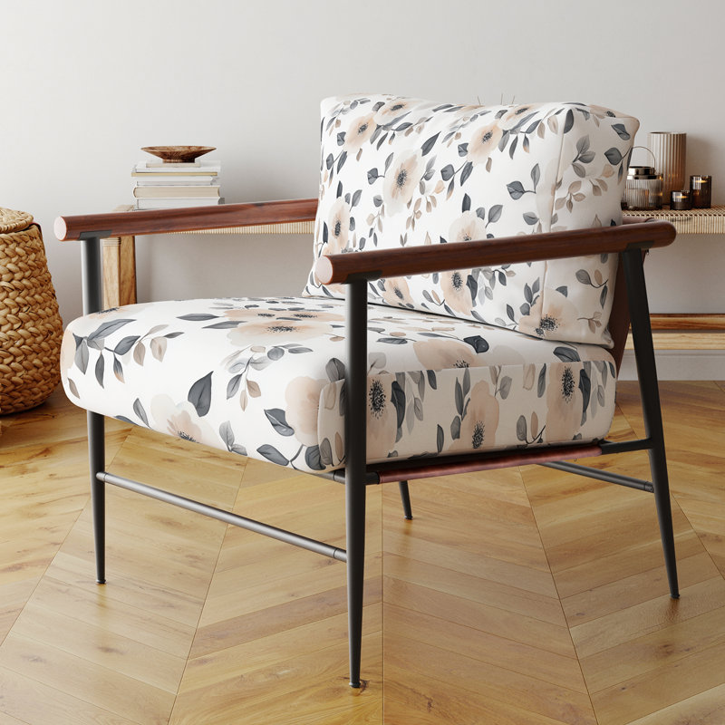 Chaise rembourrée Boho - Fauteuil Nomadic Bloom Brown, Bras ronds bruns