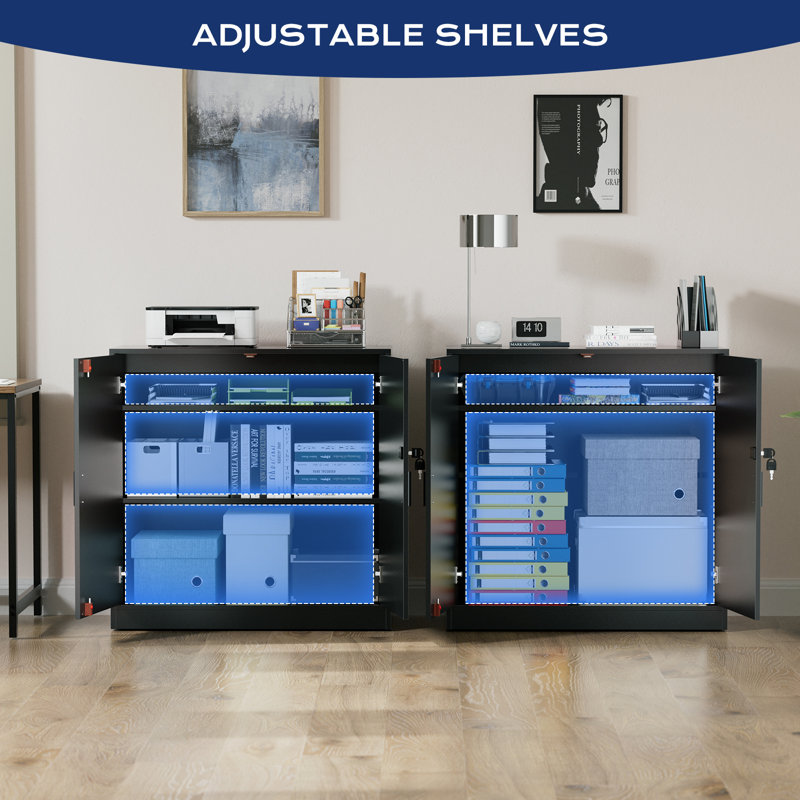 87 cm W 2 -Drawer Filing Cabinet, Black