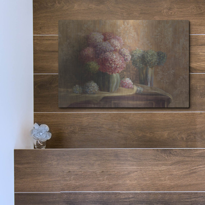  «Winter Hydrangea» par Danhui Nai, art mural en métal, H 12 po x l 16 po