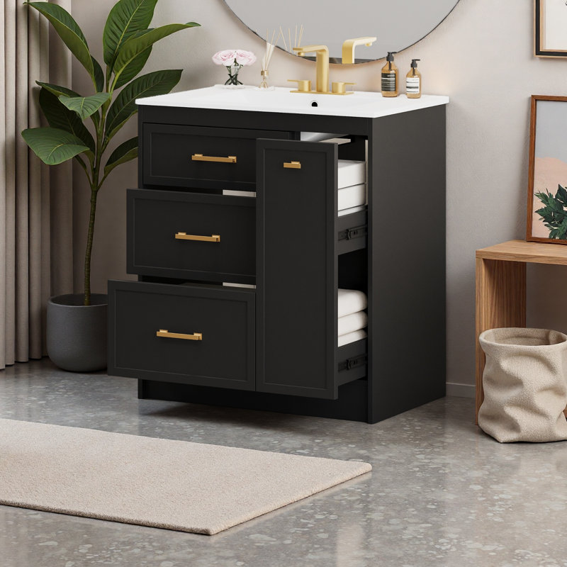 Ensemble de meuble-lavabo classique 30 po, Noir
