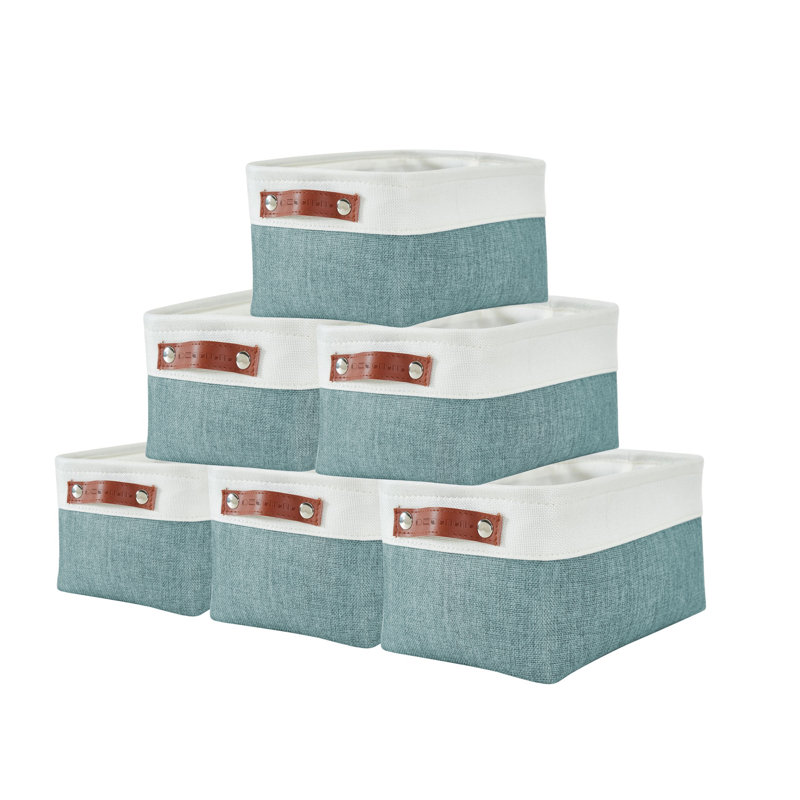 Decomomo Foldable Storage Bin | Collapsible Sturdy Cationic Fabric Storage Basket Cube W/Handles, Green/White