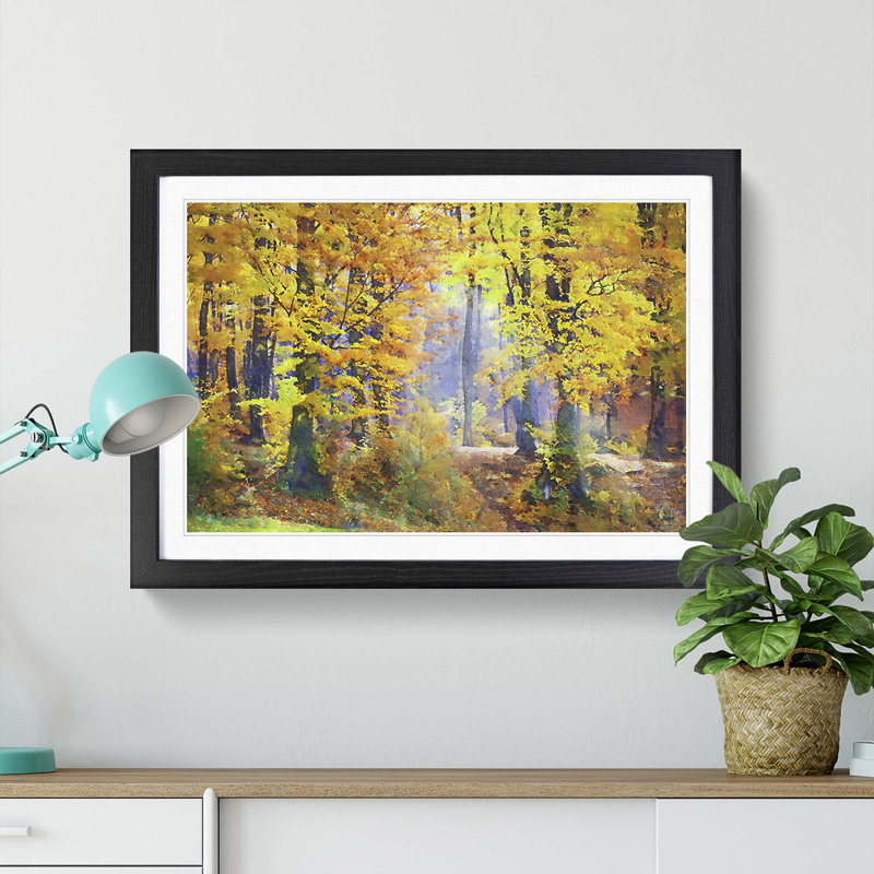 Forest in the Fall - Picture Frame Graphic Art Print, Black Framed, 48cm H x 65cm W x 2cm D
