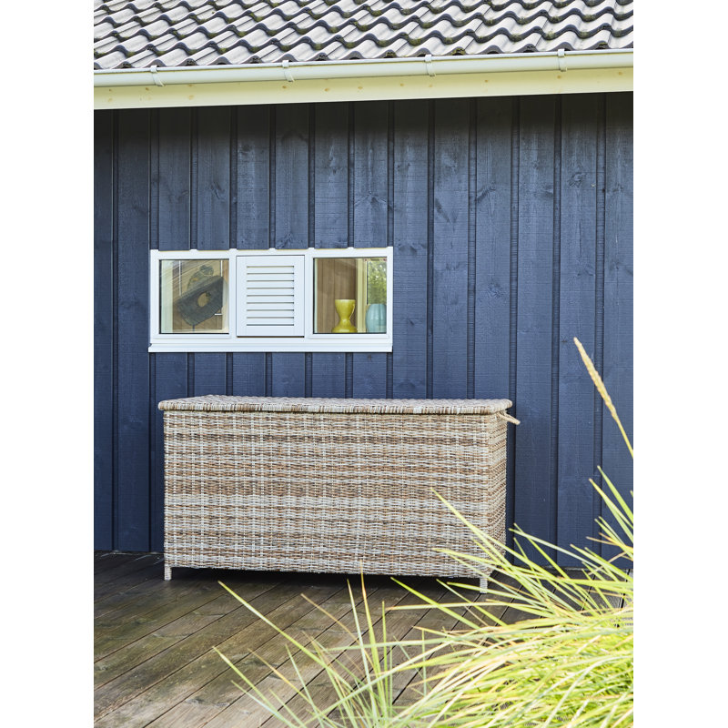 Ebern Designs Jasimen 149cm W 620L Water Resistant Wicker Deck Box, Nature