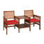 Ensemble de 3 chaises de table d'extérieur pour causeuse d'extérieur en bois d'acacia