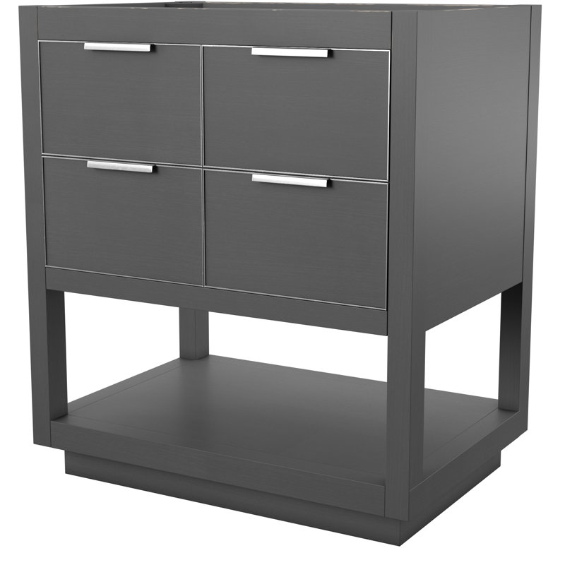 Allie 30'' W Single Bathroom Vanity Base, Twilight Gray/Brushed Silver