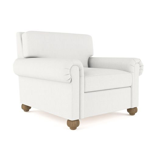 Leroy Leather Armchair, 36" H x 41" W x 49" D, Weathered, Box Weave Linen Silver Streak