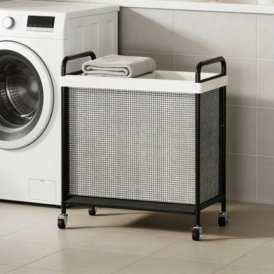 Rolling Laundry Hamper With Removable Liner, 2-Section Sorter With Wheels And Locking Casters, Large Capacity Laundry Basket For Home Organization