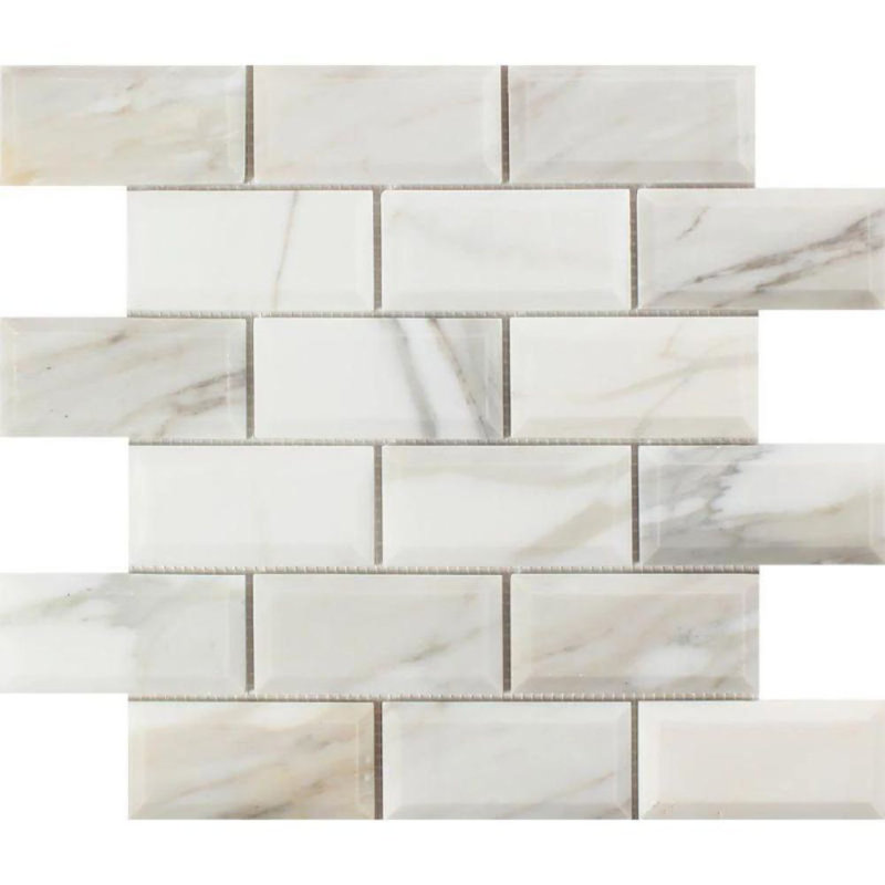 2" x 4" Marble Brick Joint Mosaic Wall & Floor Tile, Honed Calacatta Gold