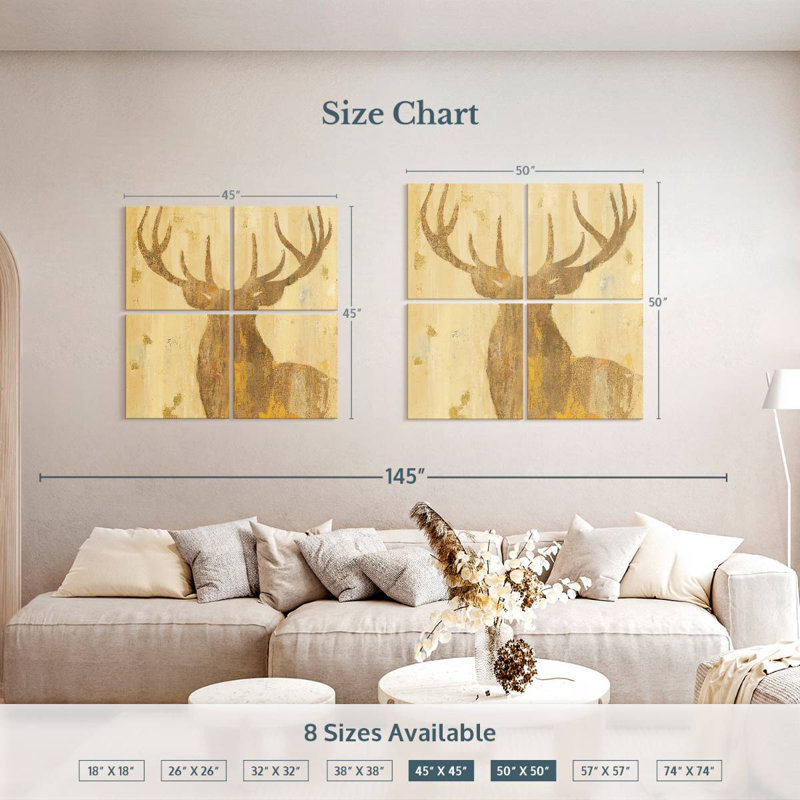 Brampt Golden Antlers I, 50" H x 50" W