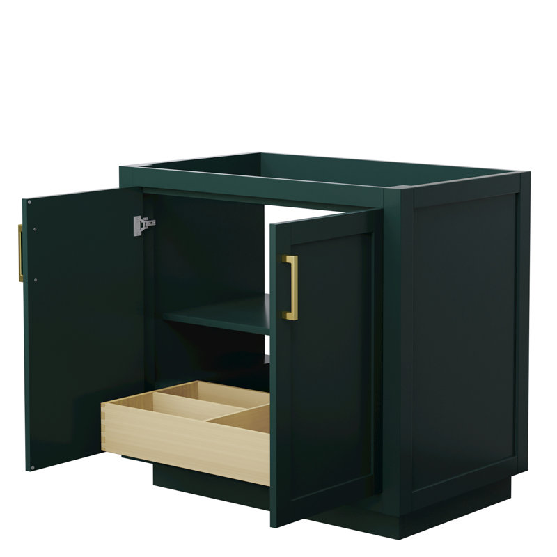 Miranda 35.25" Dark Green and Gold Freestanding Single Bathroom Vanity