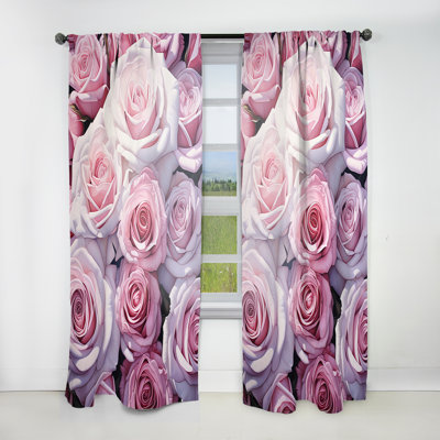 Earleen minimalisme rose avec fleurs roses - rideau en velours moderne - obscurcissant - 1 panneau