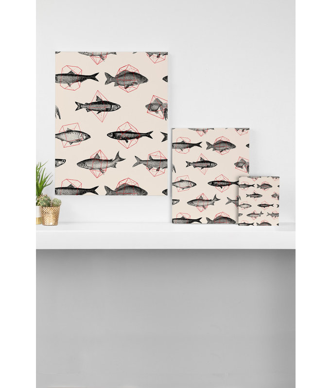 «Fishes In Geometrics», impression sur toile tendue, H 10 po x l 8 po x P 1,5 po