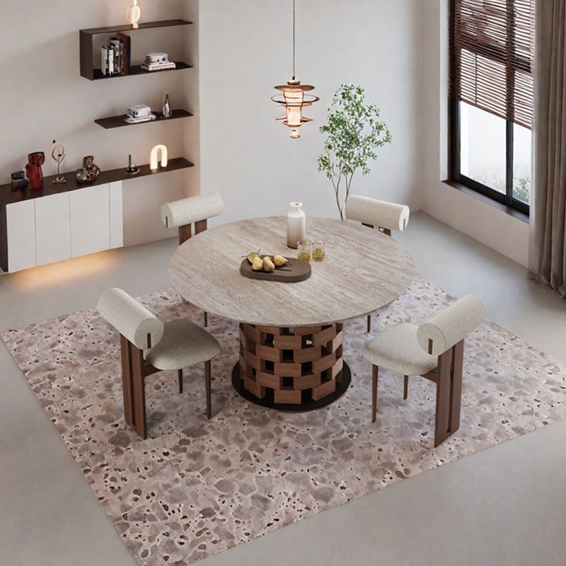 Ensemble de table de salle à manger en pierre frittée, Tanné, H 29,53 po x L 39,37 po x l 39,37 po