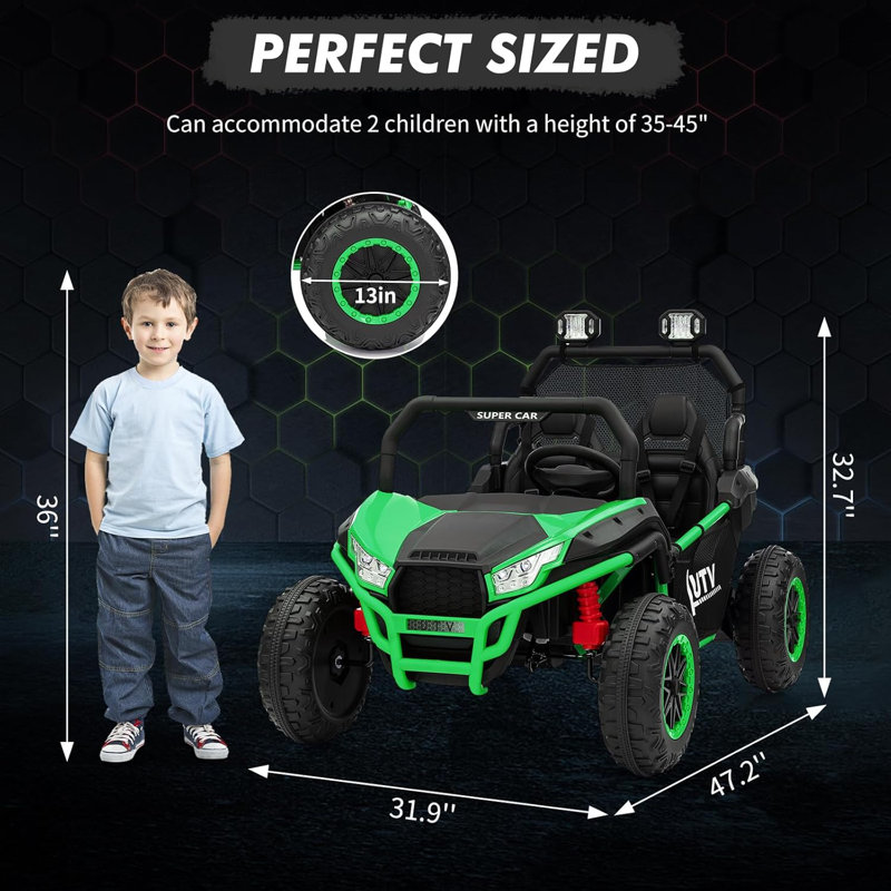 24V Blue and Black Off-Road Kids UTV with Remote Control