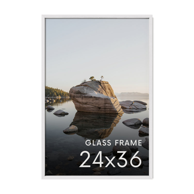 Cadre photo en bois massif avec verre, Blanc, L 24 po x H 36 po