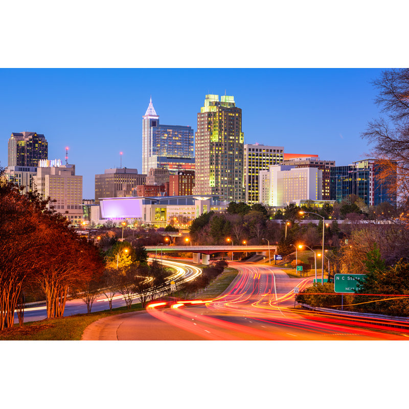 Raleigh, North Carolina Skyline - Wrapped Canvas Print, 30cm H x 46cm W