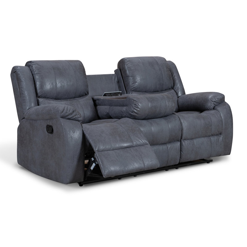 Toolleen 3 Seater Faux Leather Recliner, Grey