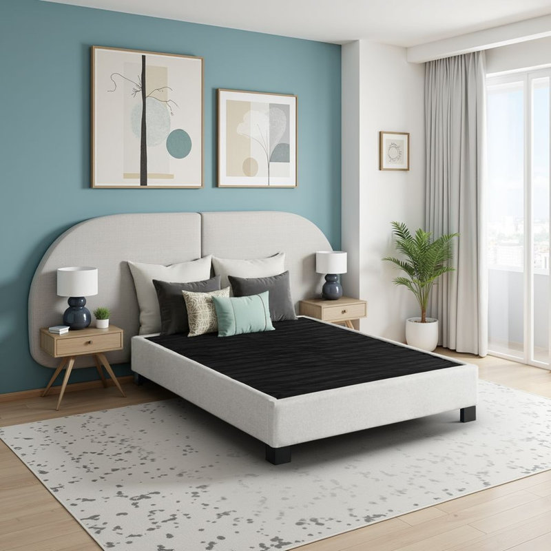 Base de lit tapissier moderne Modern Contempo, Gruau, Grand lit
