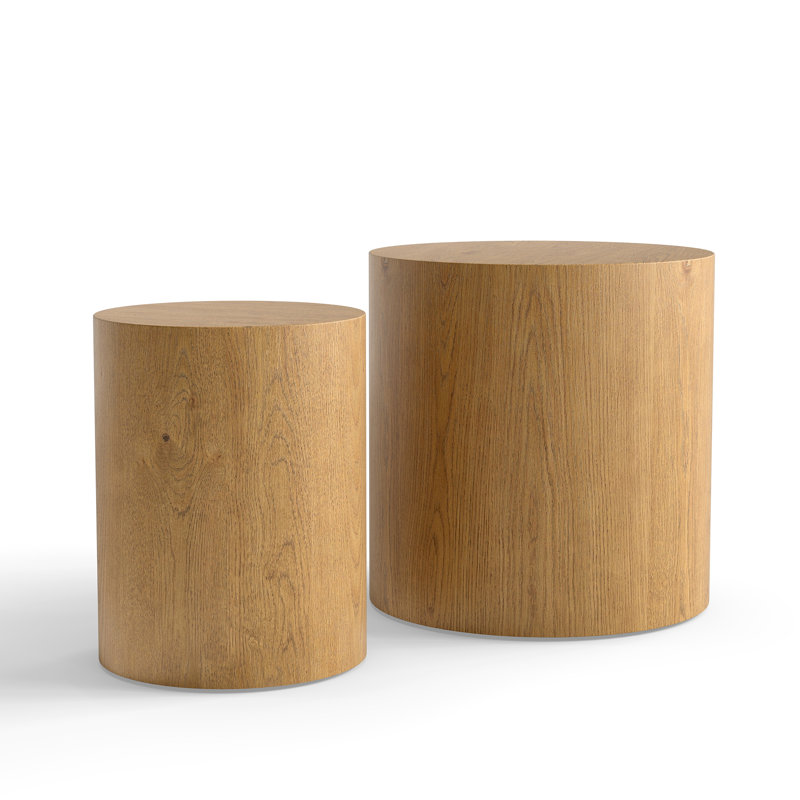 Ensemble de tables basses gigognes 2 pièces Table de bout ronde en bois pour salon, salon, bureau personnel, appartement
