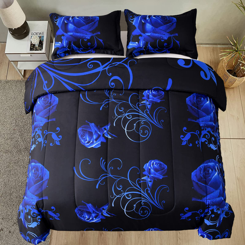 Ensemble de literie 3 pièces réversible rose en microfibre toutes saisons, Édredon pour grand lit + 2 taies décoratives pou