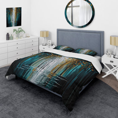 Abstract Nature Trees Painting I - Modern Duvet Cover Set - Microfiber Polyester