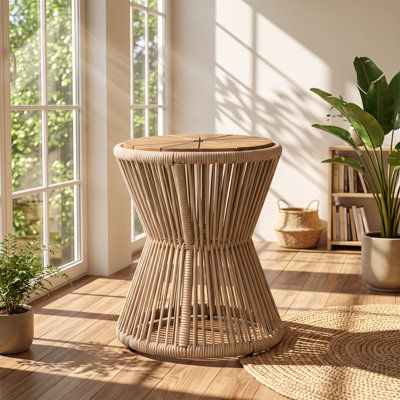 Table d'appoint d'extérieur en bois d'acacia et corde H 16,9 po x l 16,14 po x H 18,9 po Christopher Knight Home
