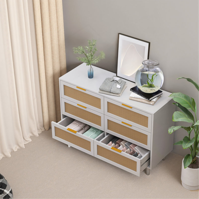 Drawers Rattan Storage Cabinet Rattan Drawer,For Bedroom,Living Room, 29.72" H x 15.75" W x 51.18" D