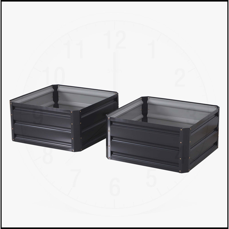 Lit de jardin surélevé galvanisé pièce, H 12 po x l 23,5 po x P 23,5 po, Noir